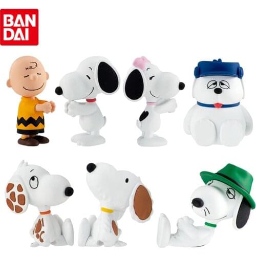 Bandai Genuine Gashapon Peanuts Comic Characters Hug Data Line Series Doll Cute Snoopys Charlie Brown Anime Action Figures Toys