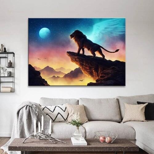 HD printed 1 panel canvas painting abstract lion Free Like a Bird by JoJoes Art wall pictures for living room posters and prints