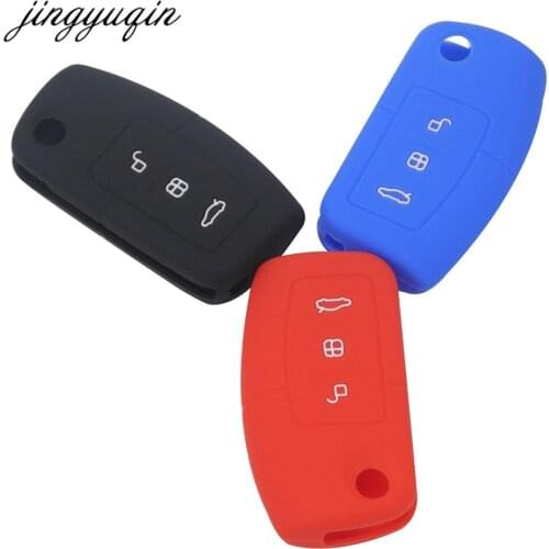 Jingyuqin 10pcs/lot for Ford focus 2 Ecosport Silicone Car key Cover remote Case for Fiesta Focus Mondeo Ecosport Kuga