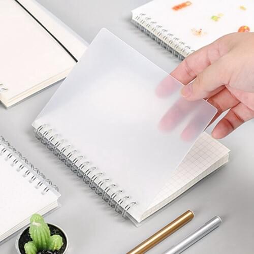 Simple Cute Style Transparent PP Cover Silver Double Coil Ring Spiral Notebook Diary Blank Dot Grid Line Inside Paper A5 A6