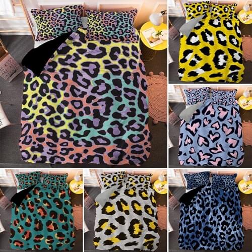 Fashion Leopard King Queen Bedding Set Microfiber Fabric Duvet Cover With Pillowcase 2/3pcs Single Double Size Bedclothes
