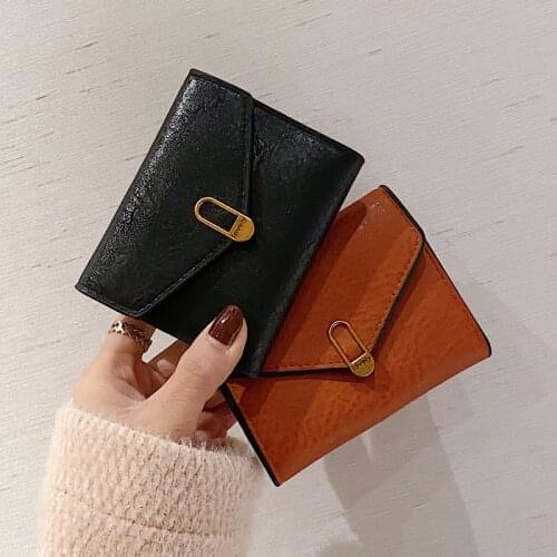 Retro Short Wallet Ladies 2020 Winter New Fashion Tri-fold Wallet Simple Card Holder Ladies Multi-function Coin Purse Handbag