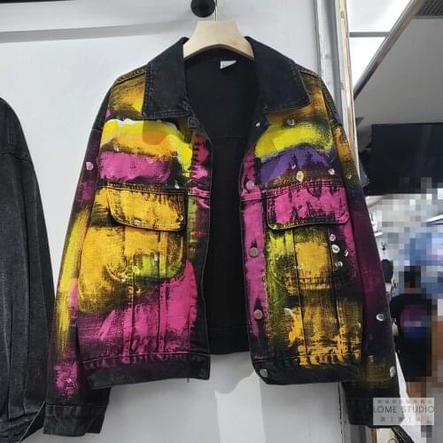 Streetwear Fashion Graffiti Denim Jacket Coat Women Spring Autumn Big size Loose Short Blue Black Jeans Jacket Female Outerwear