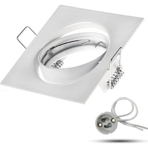 Square Recessed Aluminum Ceiling Lights Frame Fittings GU10 MR16 Fixture Holder Led Down Lights Accessories 83mm Holder Base