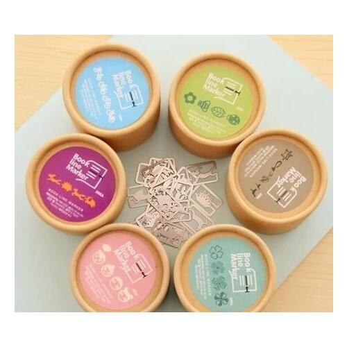 Lovely Small Refreshing Creative Cowhide Box Cartoon Model Mini Metal Bookmark Box Containing 20 Pieces