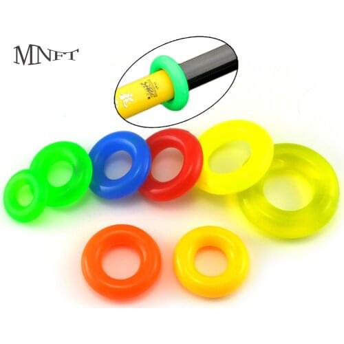 MNFT 6Pcs/Lot Multiple Colour Fishing Rod Stop Rubber O Shaped Ring Anti-skid Pole Sleeve
