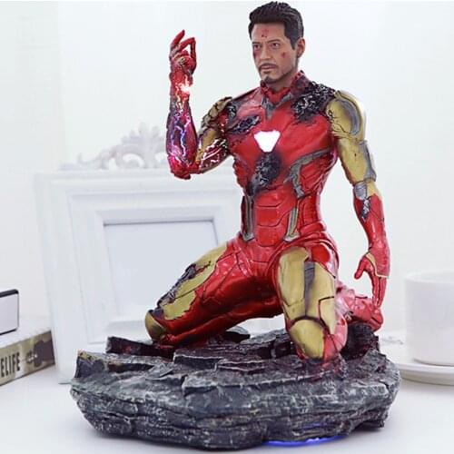 Hasbro Avengers Super Hero Iron Man MK85 Battle Damage Ver Statue Resin LED with Light Full-length Action Figure Model Toys