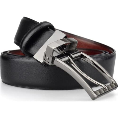 Mens Belts Leather Dress Reversible Belt with Rotated Buckle Two Belt in One size 26-54 Inch Waist Strap