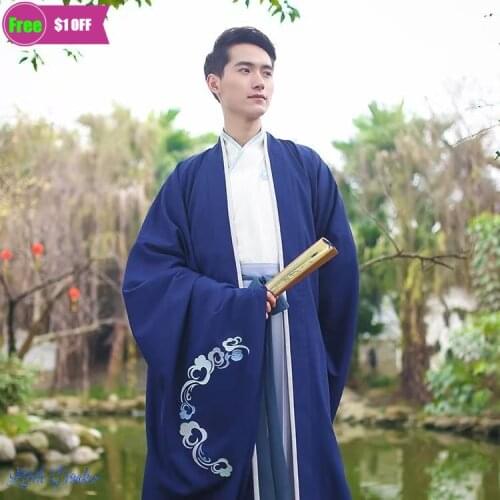 Men/Women Hanfu Chinese Ancient Traditional Blue Outfit Fantasia Couples Cosplay Costume Fancy Dress For Men Women Plus Size 5XL