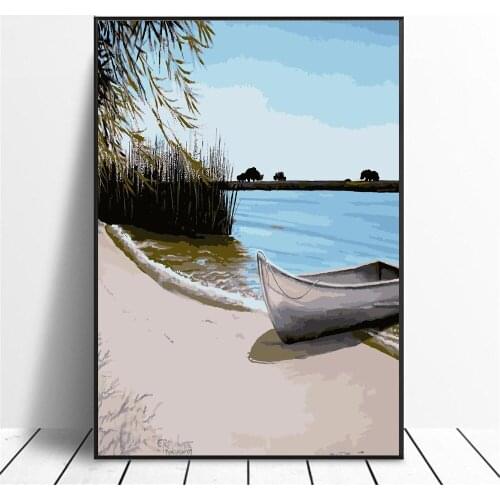 Beach Landscape Painting DIY Home Decoration Poster Painting By Numbers Adult Zero Based Art Supplies Brush Paint Set