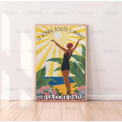 Sur La Cte D'azur French Wine Travel Poster Wall Art Canvas Painting Interior Design Nordic Modern Home and Living Room Decor