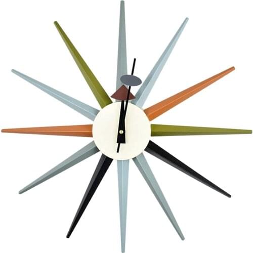 Medieval Retro Wall Clock Personality Creative Clock Wooden Color Walnut Art Clock Modern Home Decoration Living Room