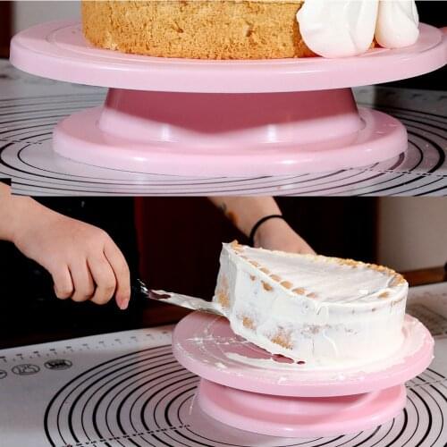 New Plastic Cake Plate Turntable Rotating Anti-skid Round Cake Stand Cake Decorating Rotary Table Kitchen DIY Pan Baking Tool
