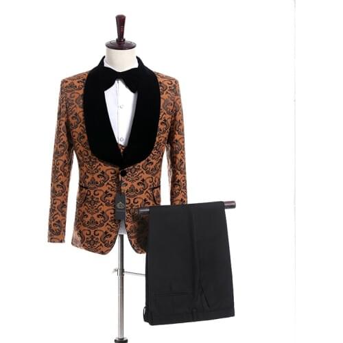 New Style Groomsmen Shawl Lapel Groom Tuxedos One Button Men Suits Wedding Best Man Blazer ( Jacket+Pants+Bow Tie+Vest ) C133