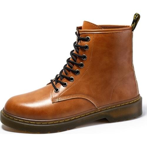 2021 Spring and Autumn New Leather Platform Shoes Tooling Boots Fashion High-top Casual Sports Mens Shoes Zapato De Hombre