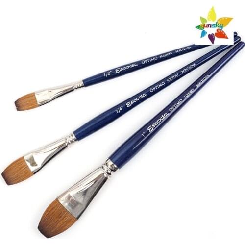 Original Spain ESCODA OPTIMO 1316,Flat headed brush watercolor brush,natural soft mink hair,smooth feeling,outstanding elastic