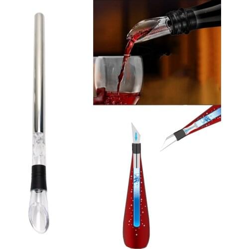 Stainless Steel Frozen Stick Ice Wine Cooler Chiller Stick with Wine Pourer Wine Cooling Stick Cooler Beer Bar