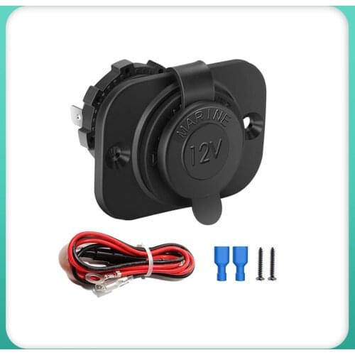 Car Cigarette Lighter Socket DC 12V 24V Waterproof Charger Power Adapter Outlet with Wire Fuse For Motorcycle