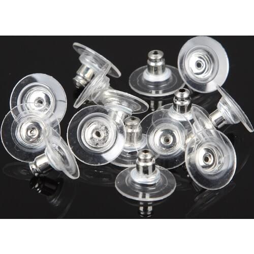 50Pcs 10X7X8mm Sliver Plastic Earrings Back Jewelry Finding For Ear Jewelry Making Accessories Diy To Fixed Womans Earring