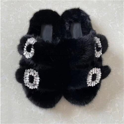 2021 Womens Mink Fur Slippers High-End Luxury Customization Winter New Fashion Wholesale Customizable LOGO