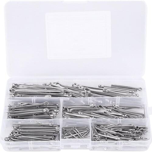 Cotter Fixings Set,6 Sizes 304 Stainless Steel Cotter Pin Clip Key Fastener Fitting Assortment Kit(340 Pcs)