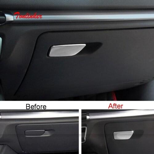 Tonlinker Glove Box Storage Box Sequins Cover Case stickers For AUDI A3 2014-18 Car styling 1 PCS Stainless Steel Cover sticker