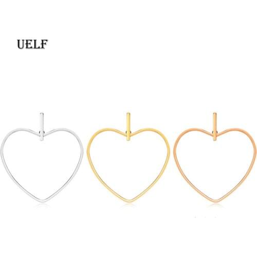 Uelf Golden Silver Color Hoop Earrings For Women Hollow Heart Circle Statement Ear Jewelry Gift For Party Wedding Brincos