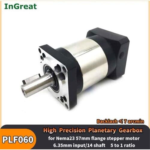 High Precision NEMA 23 Ratio 5:1 Planetary Gearbox 7 acrmin 6.35mm input Mute Planetary Reducer for NEMA23 57mm Stepper Motor