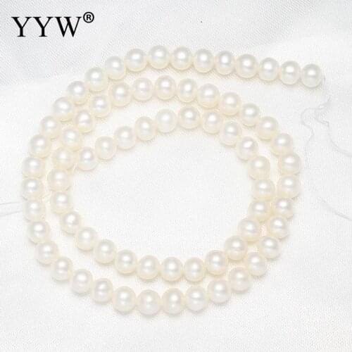 YYW High Quality 5-6mm100% Natural Freshwater Pearl Beads white Pearl Round Loose Beads DIY Necklace Bracelat Jewelry Making