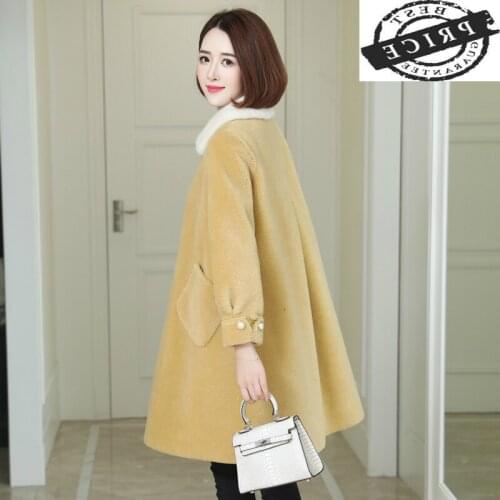 Women Winter Jacket Real Sheep Shearing Coats Female Parka Natural Mink Fur Collar Spring Long Wool Clothes 2021 LWL13aa