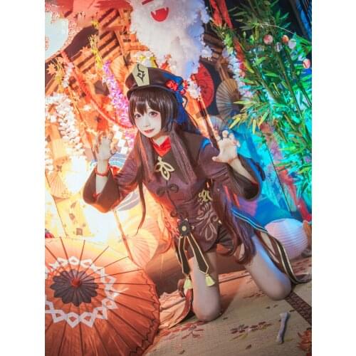 Game Genshin Impact Hu tao Cosplay Costumes Women Halloween Party Uniforms Hutao Cosplay Cartoon Outfits With Hat Custom Made