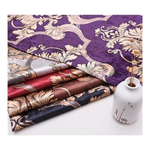 Golden velvet thickened sofa fabric printed flannel ice velvet large flower soft bag hard bag bedside high-grade fabric