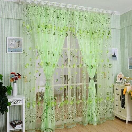1pc 1x2m Door Screens Tulip Flower Print Voile Window Curtain Drapery Balcony Hook Hanging Room Decor Tulle Curtains