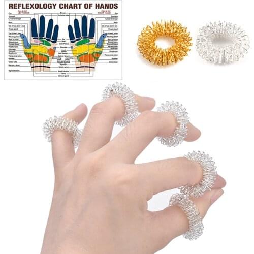10pcs/Set Stainless Steel Finger Massage Ring Acupuncture Ring Therapy Relax Hand Blood Circulation Pain Relief Health Care