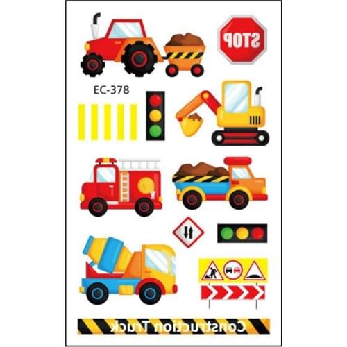 15 Pcs Waterproof Children Tattoos Sticker Creative Cartoon Toy Car Temporary Decor Kids Body Stickers BX0D