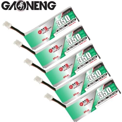 5PCS GAONENG 1S 350mAh 3.8V 70C/140C 4.35V HV Lipo Battery PH2.0 Plug for BetaFPV 65S UK65 Blade Inductrix UR65 Tiny Whoop Drone