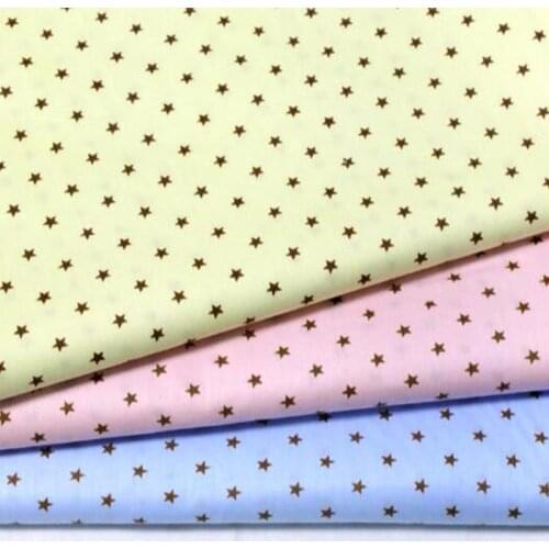 50x40cm Sweet 3 Colors Pink Yellow Blue Five Stars Printed Cotton Fabric Bundle For DIY Sewing