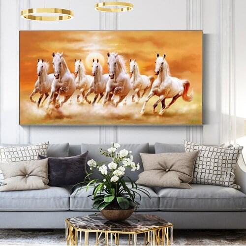 Running Horses Canvas Art Paintings On The Wall Modern Sunrise Landscape Posters And Prints Animals Wall Picture For Living Room