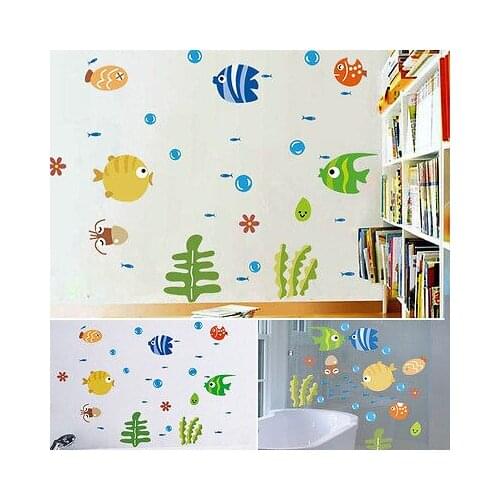 Underwater Fish Starfish Bubble Wall Sticker For Kids Rooms Cartoon Nursery Bathroom Children Room Home Decals Kids DIY Stickers
