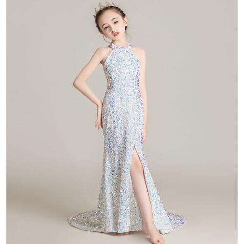 Kids Girls Dresses Sequins For Wedding Birthday Party Teenager Girls Dress Ball Gown Lace Princess Toddler Baby Girls Vestidos