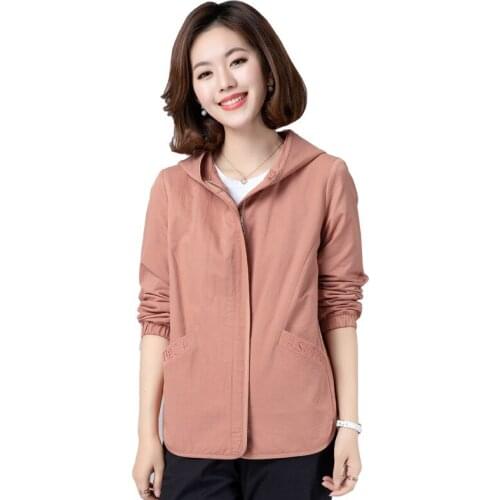 New 2020 Spring Autumn Womens Jacket Korean Embroidered Casual Hooded Zipper Coat Outerwear Fashion Female Tops 2020 K204