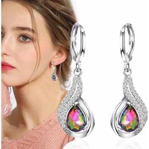 Fashion Crystal Drop Dangle Earring For Women Bohemian Hollow Alloy Long Statement Earrings Female Party Jewelry Pendant Gifts