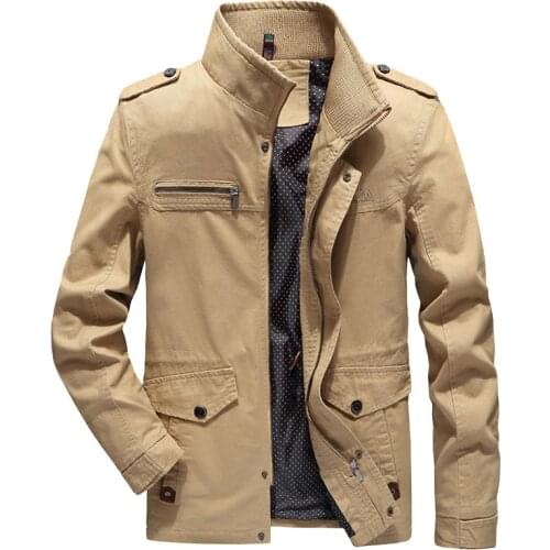 Mens Jacket Coat Washed Pure Cotton Outdoor Mens Casual Solid Color Multi Pocket Spring And Autumn Windbreaker Mens Clothes