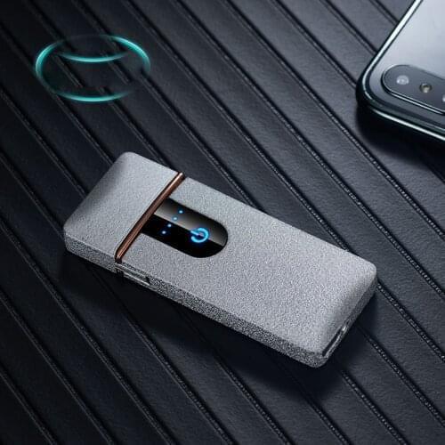 NEW USB Charging Touch Control Lighter Portable Windproof Lighter LED Power Indicator Cigarette Accessories Gadgets For Men