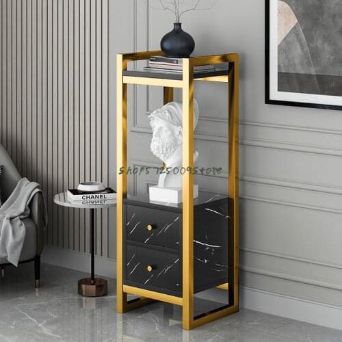 Flower shelf living room floor-to-ceiling shelf balcony simple with drawer indoor Nordic green flower pot rack wrought iron