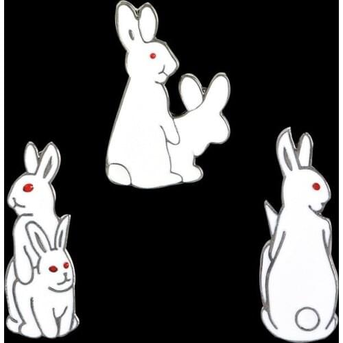 1PCS Creative Delicate Shy rabbit Brooches Animal Bunny Enamel Metal Pins For Women Coat Shirt Pocket Jackets Collar Lapel Badge