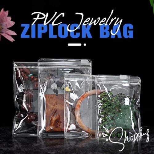 PVC Jewelry Ziplock Bag 10PCS PVC Self Sealing Plastic Jewelry Zip Lock Bags Thick Clear Ziplock Earrings Packing Storage Bags