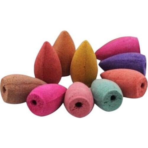 100pcs Incense Cones Handicraft Backflow Ceramic Burner Censer Art Colorful Bullet Shape Incense Smell Removing Incenses Cones