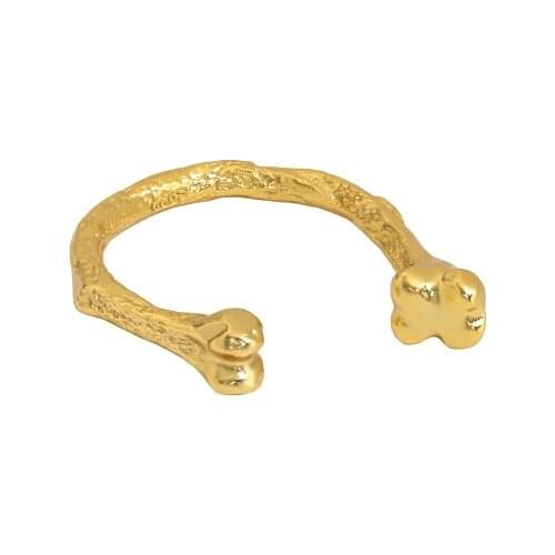 18K Gold Authentic S925 Sterling Silver Fine Jewelry White/ Gold Irregular Bone ring Adjust Women Gift TLJ1622