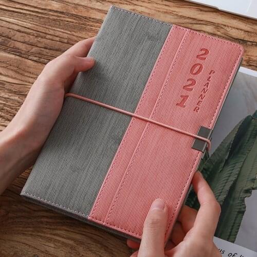 2021 Planner Creative Simple Contrasting Color PU Pocket Calendar English Core English Schedule Notebook